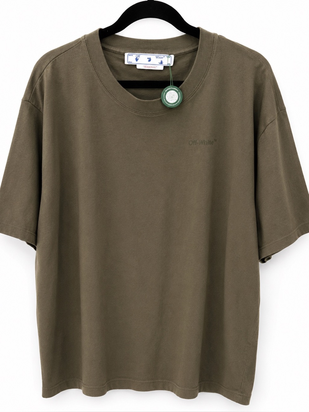 Off-White Olive Green Short Sleeve Crewneck T-Shirt